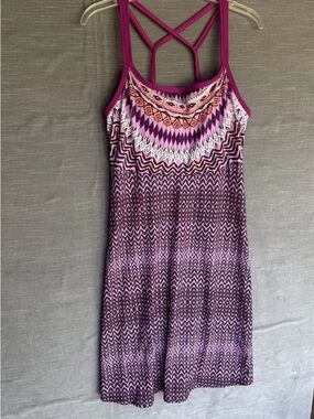 Prana Strappy-Back Midi Dress stretch, built in bra, stash built in pocket M